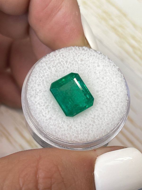 5.32 Carat 11x9 Kelly/Pure Green Natural Loose Zambian- Emerald Cut
