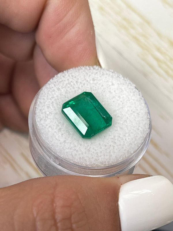 5.32 Carat 11x9 Kelly/Pure Green Natural Loose Zambian- Emerald Cut
