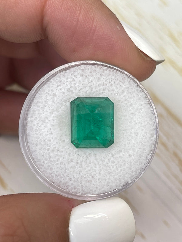 5.32 Carat 11x9 Kelly/Pure Green Natural Loose Zambian- Emerald Cut