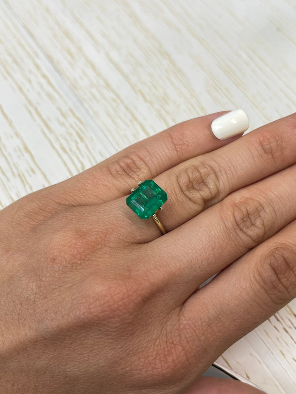 5.32 Carat 11x9 Kelly/Pure Green Natural Loose Zambian- Emerald Cut