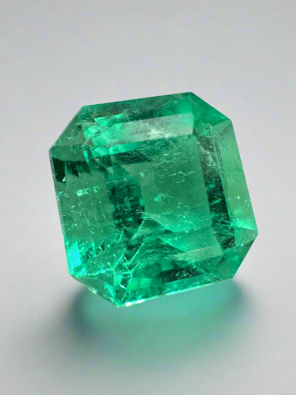 3.39 Carat 9x9 Vivacious Green Natural Loose Colombian Emerald-Asscher Cut