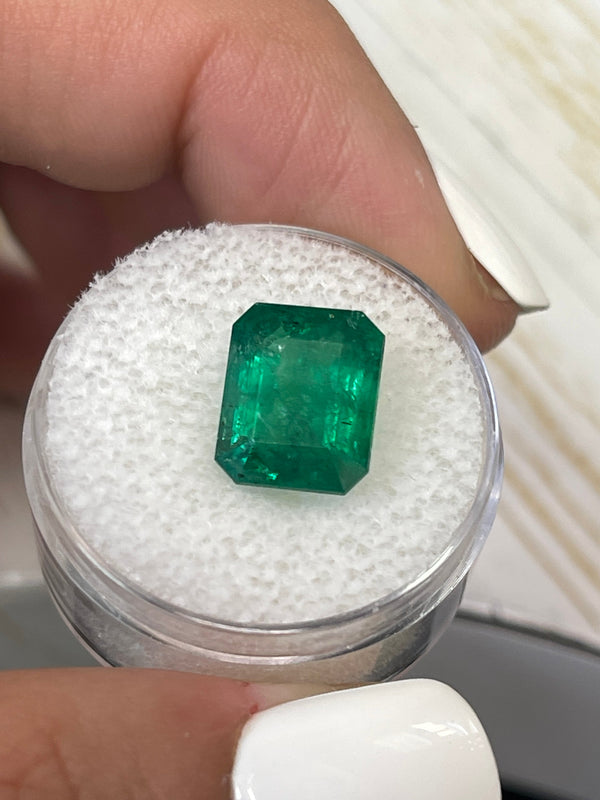 5.68 Carat 11.3x9.3 Medium Deep Green Natural Loose Zambian- Emerald Cut