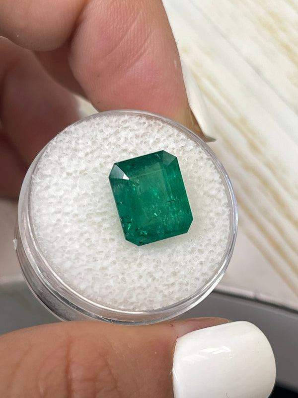 5.68 Carat 11.3x9.3 Medium Deep Green Natural Loose Zambian- Emerald Cut