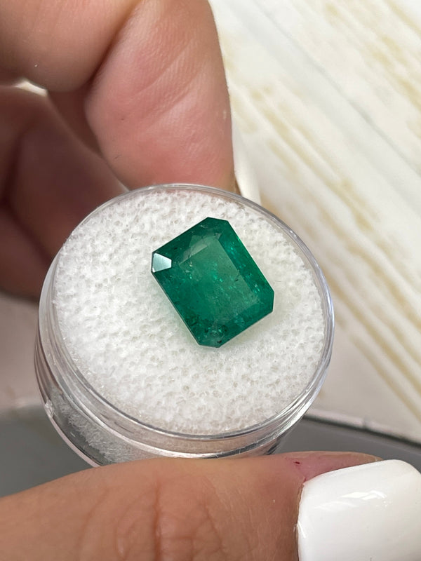 5.68 Carat 11.3x9.3 Medium Deep Green Natural Loose Zambian- Emerald Cut