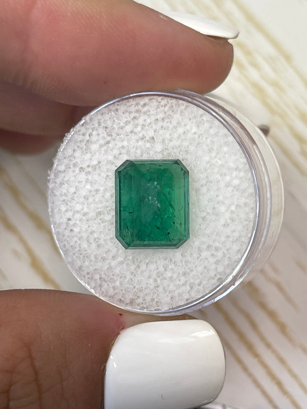5.68 Carat 11.3x9.3 Medium Deep Green Natural Loose Zambian- Emerald Cut