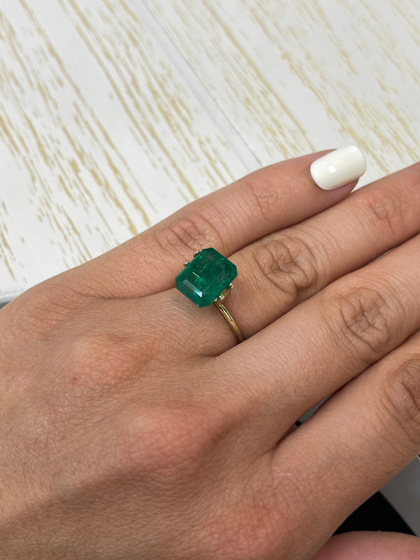 5.68 Carat 11.3x9.3 Medium Deep Green Natural Loose Zambian- Emerald Cut