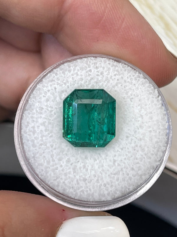 6.34 Carat 10.8x9.7 Vivid Green Natural Loose Zambian- Emerald Cut