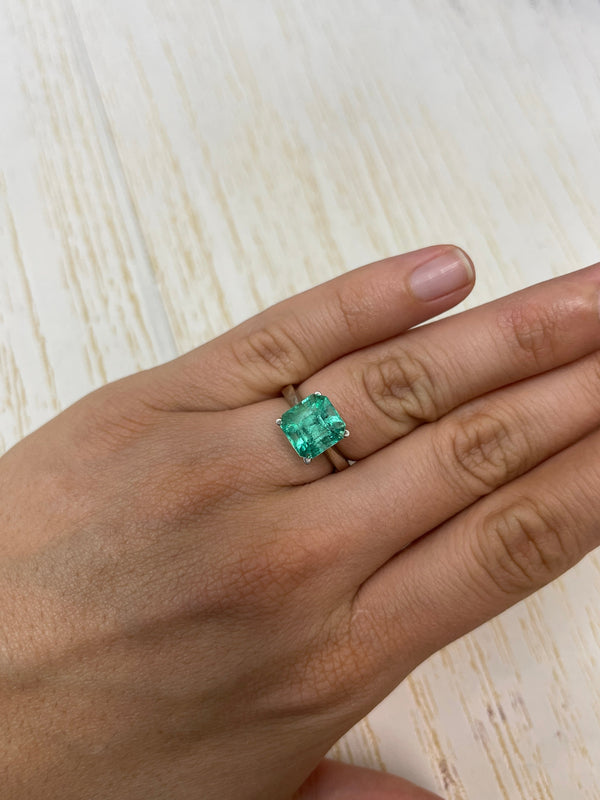 4.69 Carat 10x10 Freckled Loose Colombian Emerald-Asscher Cut with Clipped Corners