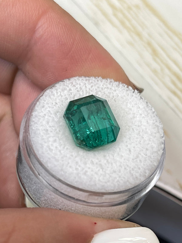 6.34 Carat 10.8x9.7 Vivid Green Natural Loose Zambian- Emerald Cut
