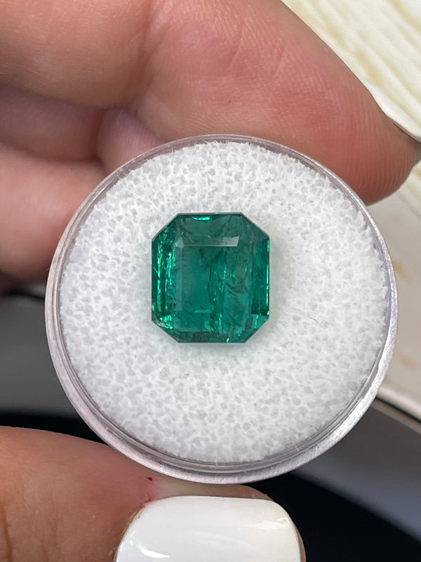 6.34 Carat 10.8x9.7 Vivid Green Natural Loose Zambian- Emerald Cut