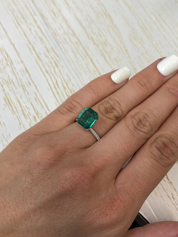 6.34 Carat 10.8x9.7 Vivid Green Natural Loose Zambian- Emerald Cut