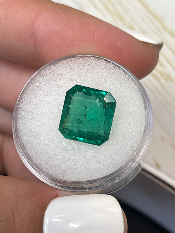 6.54 Carat 11.3x10.6 Medium Deep Green Natural Loose Zambian- Emerald Cut