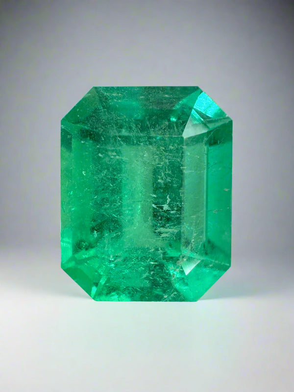 3.64 Carat 10x8 Yellowish Green Natural Loose Colombian Emerald-Emerald Cut