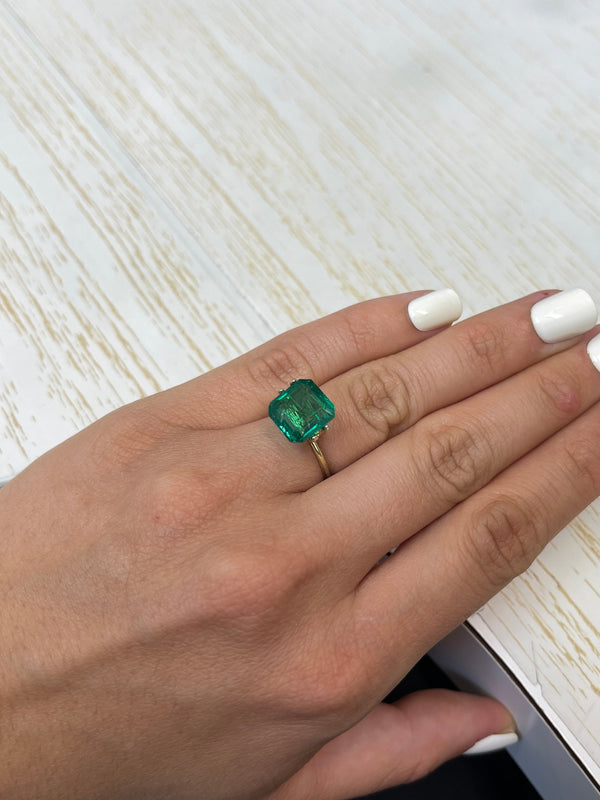 6.54 Carat 11.3x10.6 Medium Deep Green Natural Loose Zambian- Emerald Cut