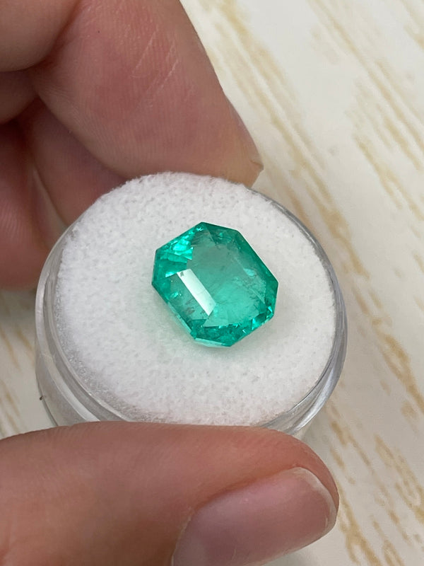6.63 Carat 11x10 Chunky Emerald Cut Natural Loose Colombian Emerald