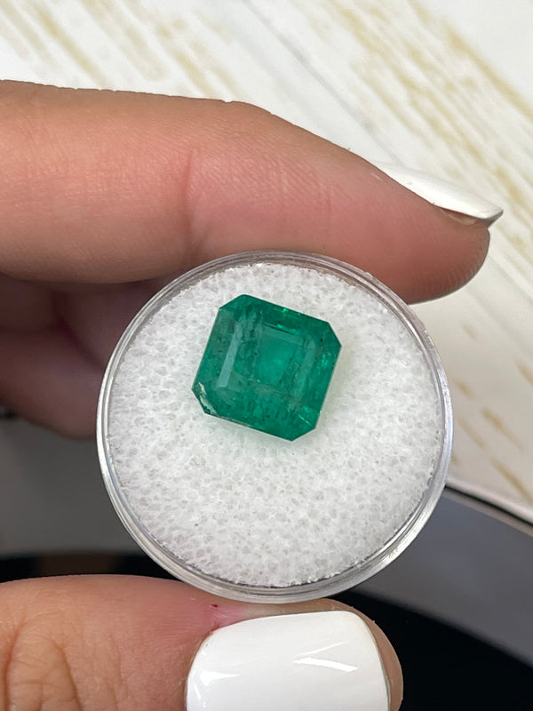6.68 Carat 10.6x10.3 Vivid Green Natural Loose Zambian- Emerald Cut