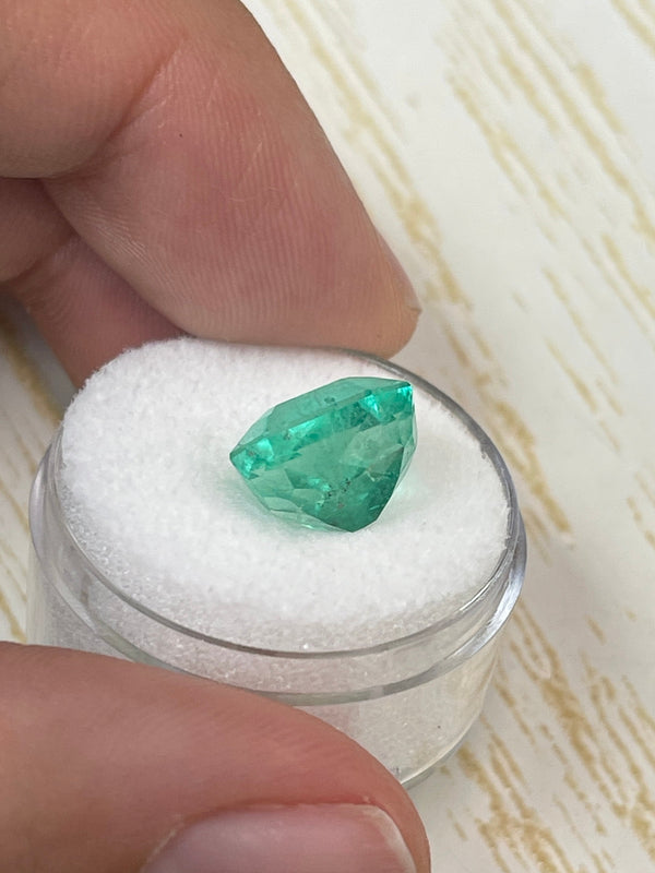 6.63 Carat 11x10 Chunky Emerald Cut Natural Loose Colombian Emerald