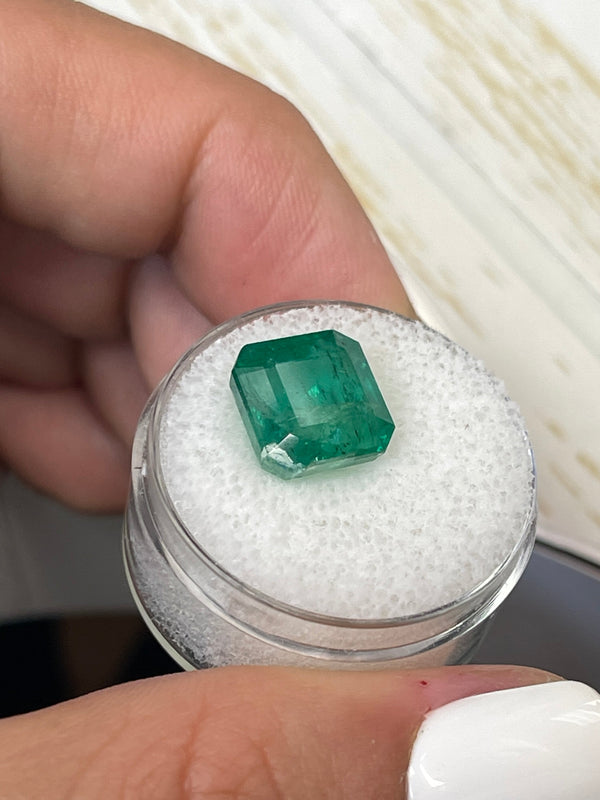 6.68 Carat 10.6x10.3 Vivid Green Natural Loose Zambian- Emerald Cut