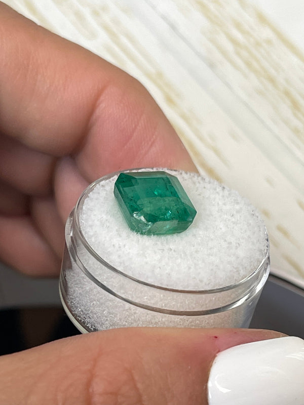 6.68 Carat 10.6x10.3 Vivid Green Natural Loose Zambian- Emerald Cut