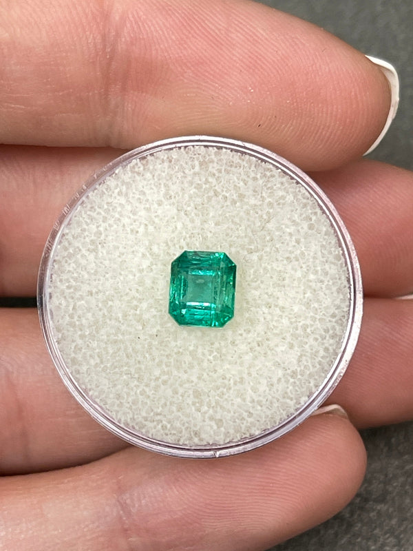 1.45 Carat Bluish Green Natural Loose Zambian Emerald-Asscher Cut