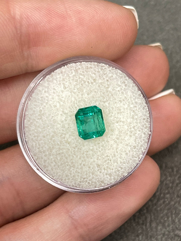 1.45 Carat Bluish Green Natural Loose Zambian Emerald-Asscher Cut