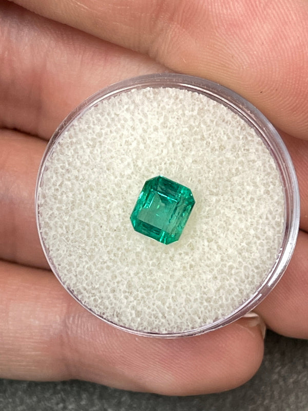 1.45 Carat Bluish Green Natural Loose Zambian Emerald-Asscher Cut