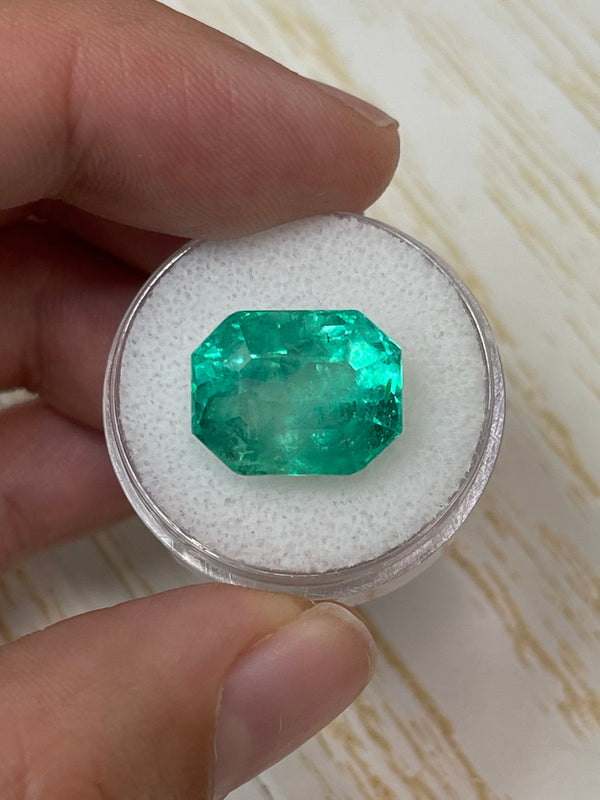 Large 11.90 Carat 15x12 Fine Natural Loose Colombian Emerald- Emerald Cut