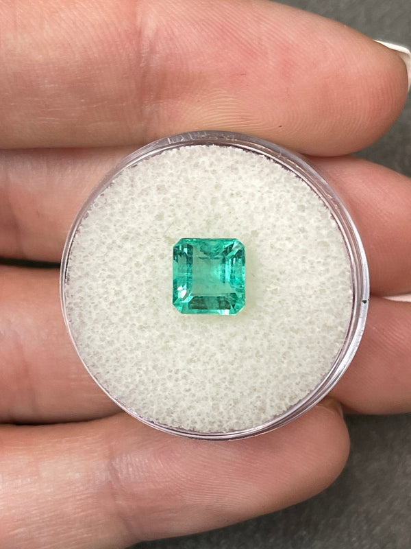 1.58 Carat Bluish Green Asscher Cut Natural Unset Colombian Emerald