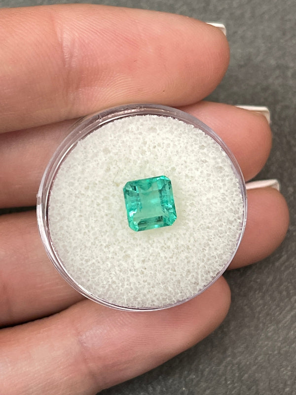 1.58 Carat Bluish Green Asscher Cut Natural Unset Colombian Emerald