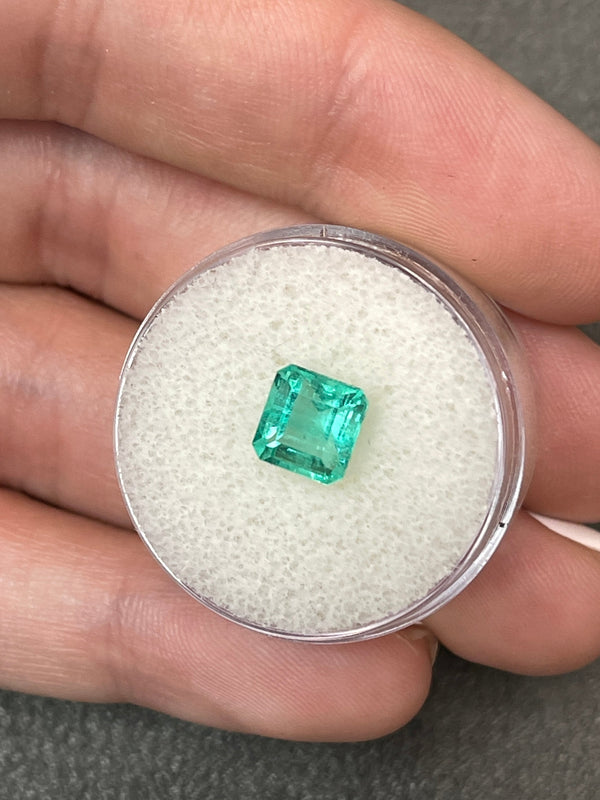1.58 Carat Bluish Green Asscher Cut Natural Unset Colombian Emerald