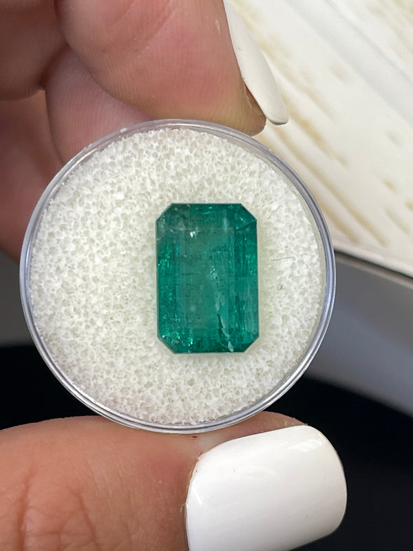 7.96 Carat 14x9 Elongated Green Natural Loose Zambian- Emerald Cut