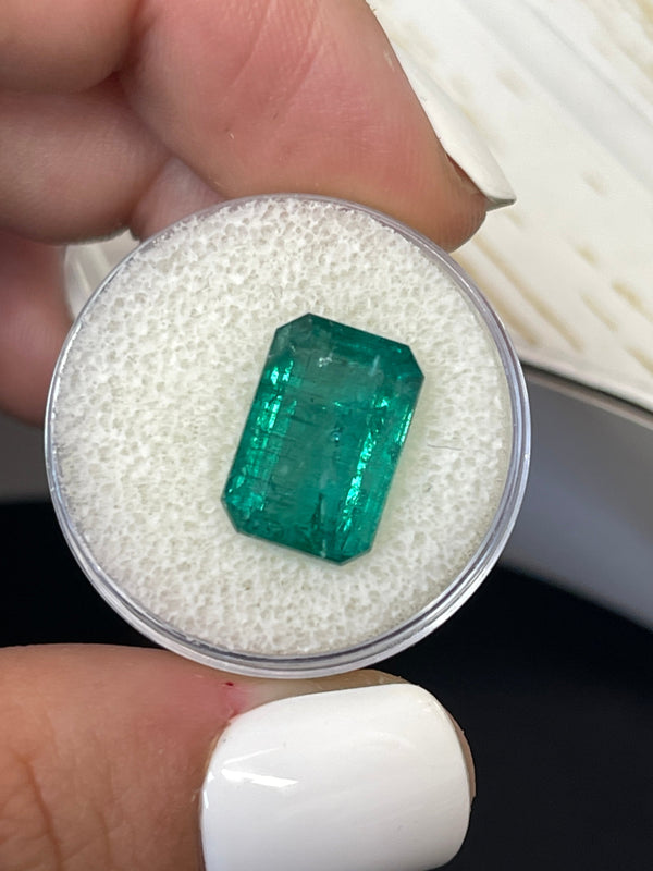 7.96 Carat 14x9 Elongated Green Natural Loose Zambian- Emerald Cut