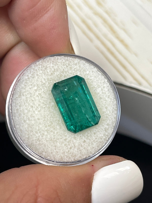 7.96 Carat 14x9 Elongated Green Natural Loose Zambian- Emerald Cut