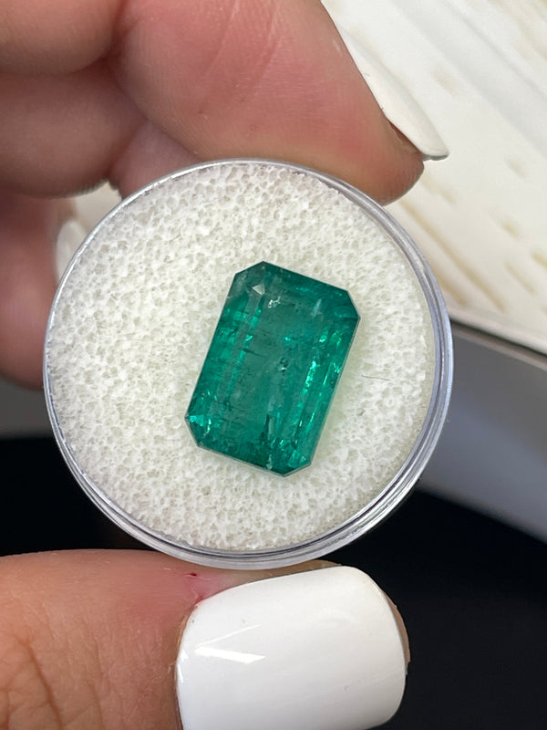 7.96 Carat 14x9 Elongated Green Natural Loose Zambian- Emerald Cut