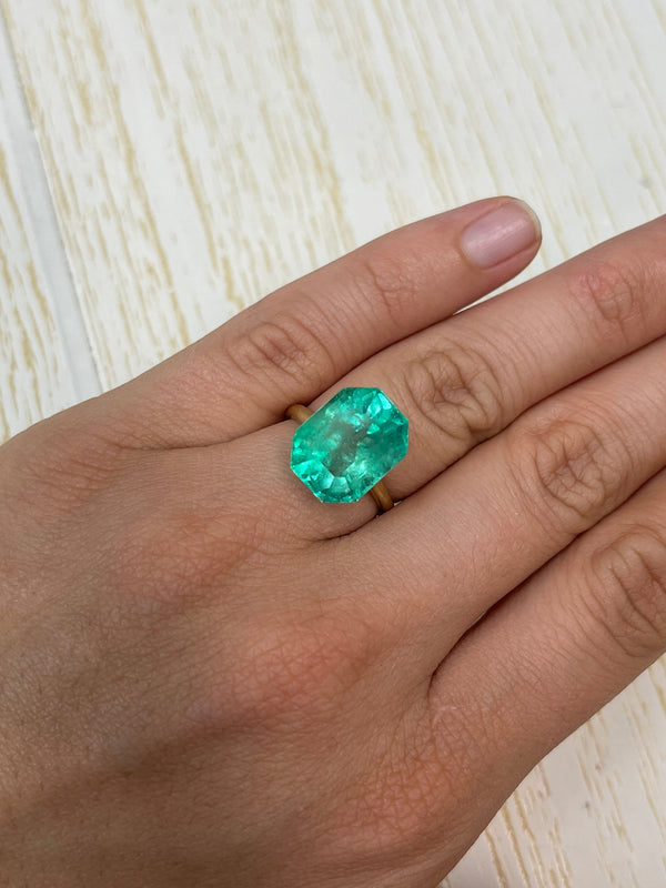 Large 11.90 Carat 15x12 Fine Natural Loose Colombian Emerald- Emerald Cut