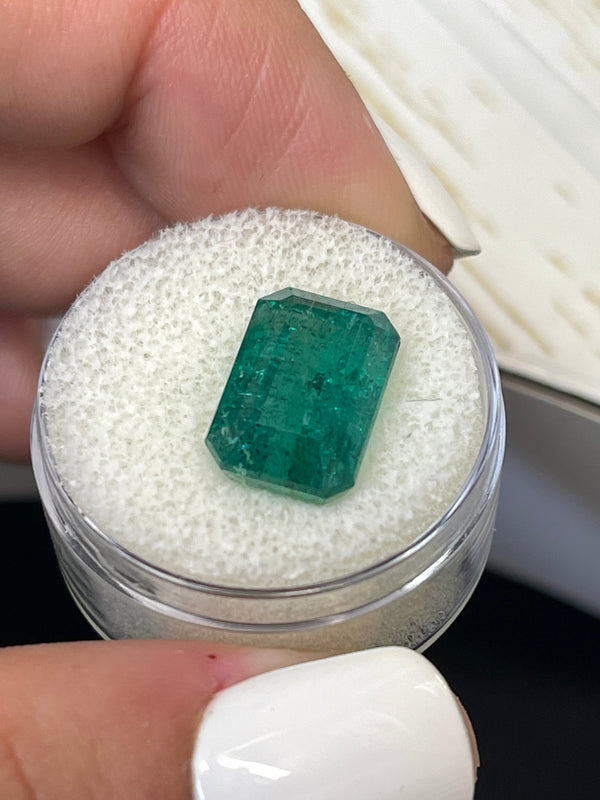 7.96 Carat 14x9 Elongated Green Natural Loose Zambian- Emerald Cut