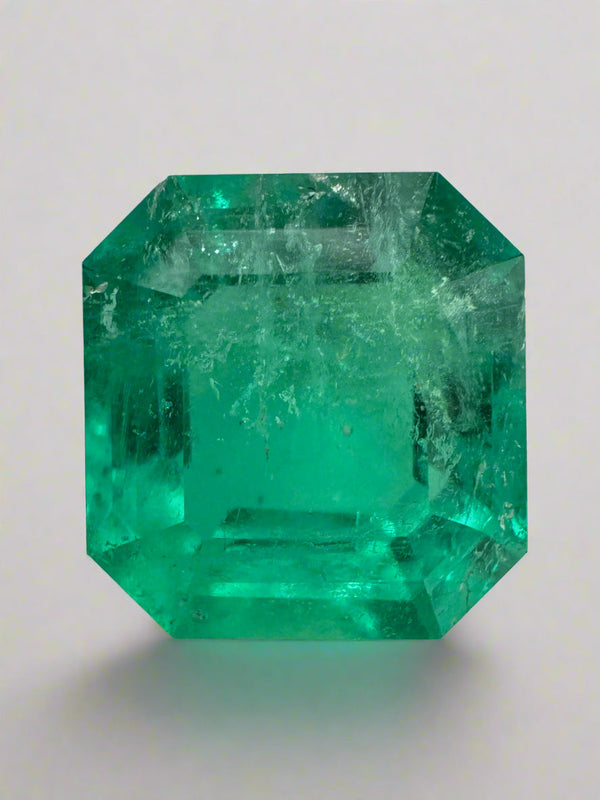 6.93 Carat 12x11.5 Medium Green Natural Loose Colombian Emerald- Asscher Cut