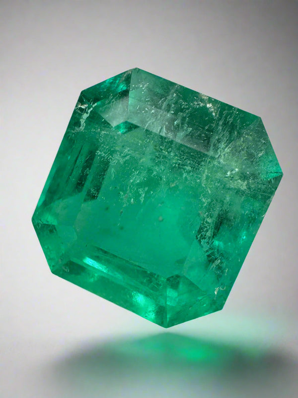 6.93 Carat 12x11.5 Medium Green Natural Loose Colombian Emerald- Asscher Cut