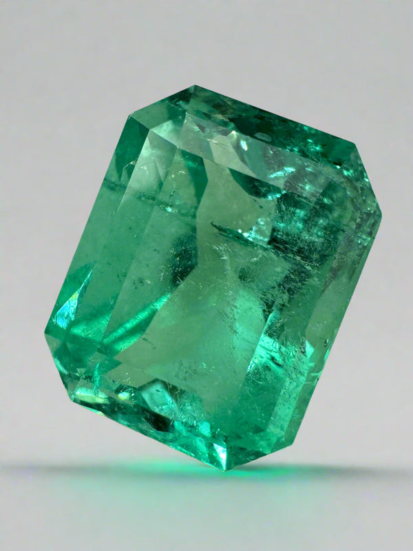 9.51 Carat 14x11 Vivacious Green Emerald Cut Loose Authentic Colombian emerald-Emerald Cut