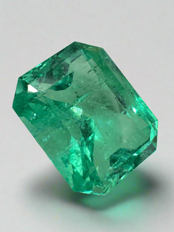9.51 Carat 14x11 Vivacious Green Emerald Cut Loose Authentic Colombian emerald-Emerald Cut