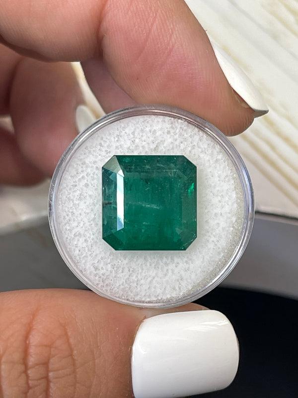 Large 10.02 Carat 13.5x13.5 Dark Green Natural Loose Zambian