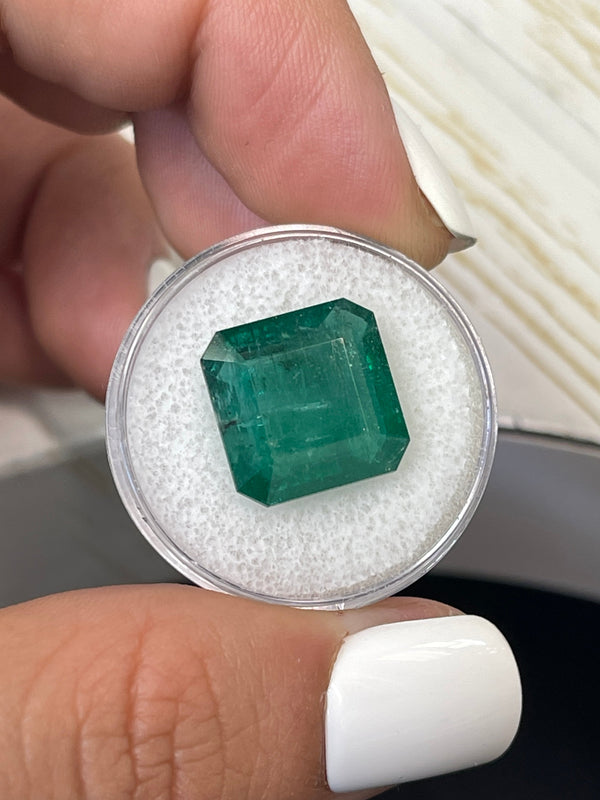 Large 10.02 Carat 13.5x13.5 Dark Green Natural Loose Zambian