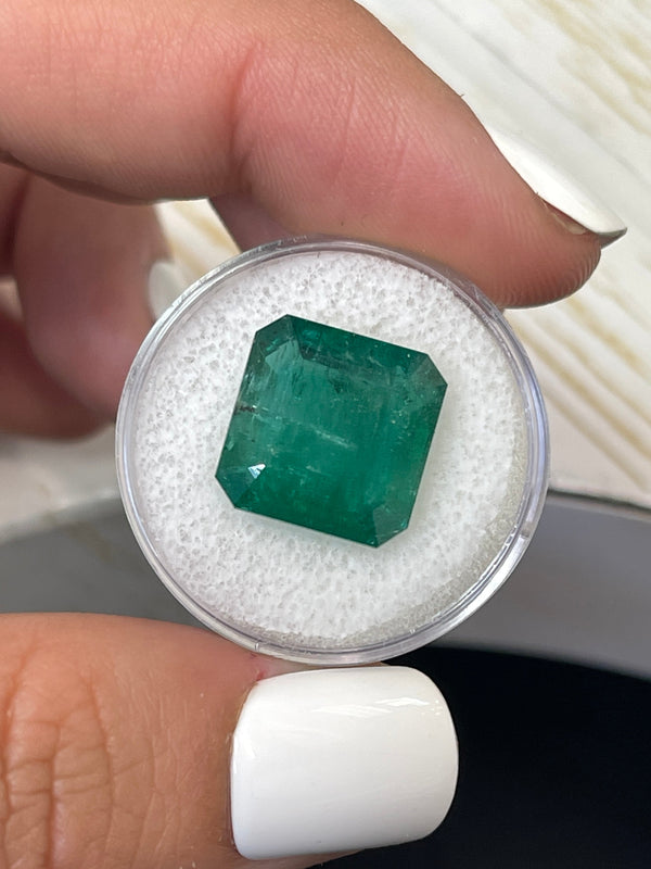 Large 10.02 Carat 13.5x13.5 Dark Green Natural Loose Zambian