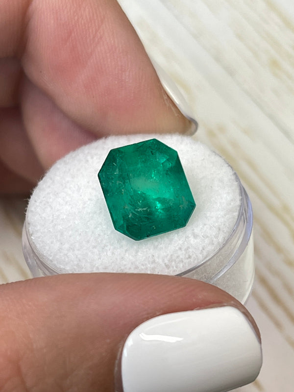 5.91 Carat 12x11 Deep Green Natural Loose Colombian Emerald- Emerald Cut