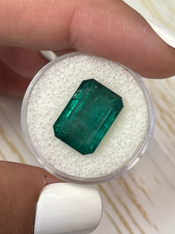 Large 10.99 Carat 15x11 Elongated Deep Green Natural Loose Zambian- Emerald Cut