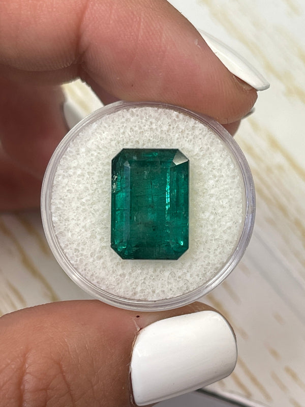 Large 10.99 Carat 15x11 Elongated Deep Green Natural Loose Zambian- Emerald Cut