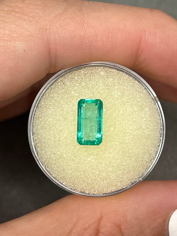 1.64 Carat Spring Green Natural Loose Colombian Emerald-Elongated Emerald Cut