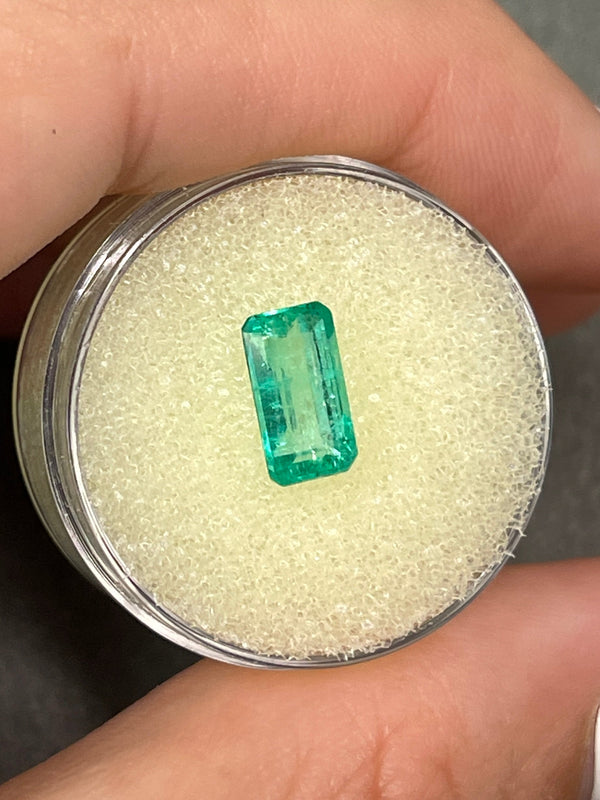 1.64 Carat Spring Green Natural Loose Colombian Emerald-Elongated Emerald Cut