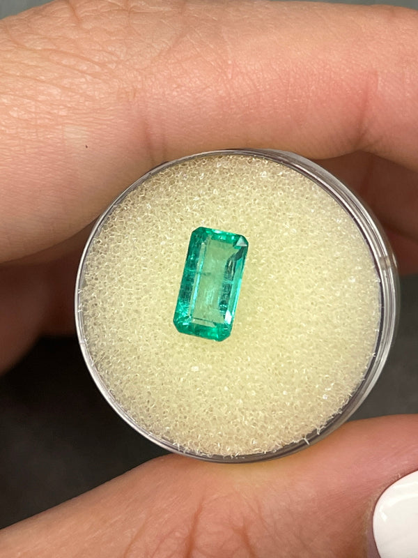 1.64 Carat Spring Green Natural Loose Colombian Emerald-Elongated Emerald Cut