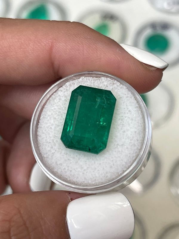 Large 12.89 Carat 15.5x11 Kelly Green Natural Loose Zambian- Emerald Cut